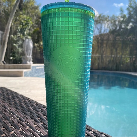 Starbucks 2022 Green Grid 24oz Tumbler Cold Cup Mountain Dew NEW RARE HTF - Picture 6 of 7